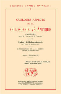 Quelques aspects de la philosophie védantique - causeries