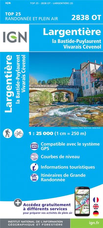 2838OT - Largentière, la Bastide-Puylaurent, Vivarais, Cévenol (3e édition)
