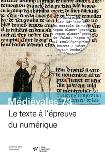 Médiévales : le texte à l'épreuve du numérique