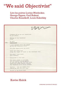 We said objectivist - lire les poètes Lorine Niedecker, George Oppen, Carl Rakosi, Charles Reznikoff