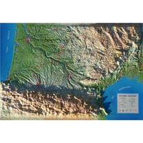 Carte en relief de l'Occitanie : Sud Ouest