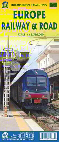 Europe railway & road travel map