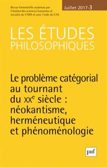 Revue Les études philosophiques n.2017/3 : les catégories au seuil de la phénoménologie
