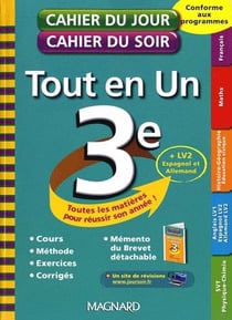 Cahier du jour / cahier du soir : 3ème - tout-en-un