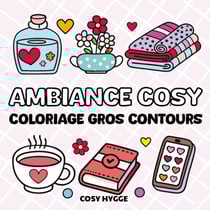 Ambiance cosy : Coloriage gros contours