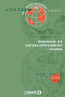 Mondes en développement 2016/4 - 176 - Énergie et développement - Varia