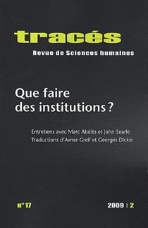 TRACES n.17 : que faire des institutions ?