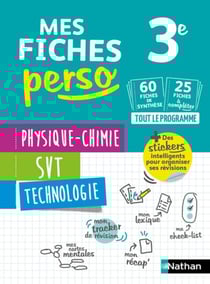 Mes fiches perso : physique-chimie, SVT, technologie - 3e (édition 2019)