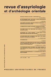 REVUE D'ASSYRIOLOGIE ET D'ARCHEOLOGIE ORIENTALE n.112 (édition 2018)