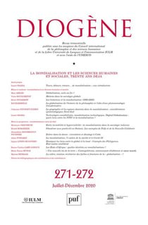 REVUE DIOGENE n.271 : la mondialisation et les sciences humaines et sociales, trente ans déjà (édition 2020)