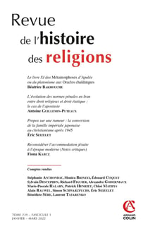 Revue de l'histoire des religions - Nº1/2022 Varia