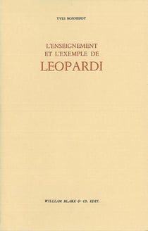 L' Enseignement et l'exemple de Leopardi