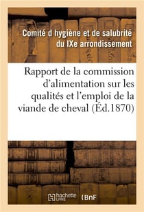 Rapport de la commission d'alimentation sur les qualites et l'emploi de la viande de cheval