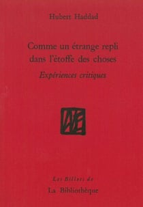 Comme un étrange repli dans l'étoffe des choses - expériences critiques
