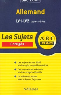 Abc bac - allemand - lv1 lv2 - corriges - edition 2003