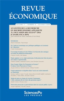 Avancées de la recherche en microéconomie appliquée à l'occasion des XXXVIe JMA (Casablanca 2019)