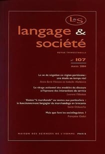 Langage & société n.107 : Mars 2004