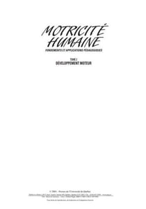 Motricité humaine - fondements et applications pédagogiques Tome 2. - développement moteur (3e édition)