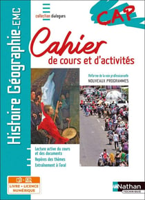 Histoire-géographie éducation morale et civique : CAP : cahier de cours et d'activités : livre + licence élève (édition 2020)