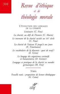 Revue d'éthique et de théologie morale n.310 : l'évolution des langages de la charité