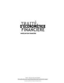 Traite d'économétrie financière - modélisation financière