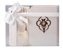 Moyen coffret blanc : Coran/tapis/tasbih