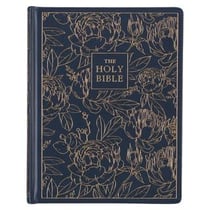NAVY BLUE FLORAL FAUX LEATHER HARDCOVER LARGE PRINT KJV NOTE-TAKING - BIBLE