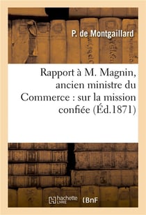 Rapport a m. magnin, ancien ministre du commerce : sur la mission confiee par le gouvernement - de l