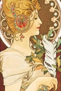 Carnet ligné ligné Affiche Mucha, La Plume