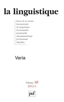 Revue La Linguistique n.48/1 : 2012