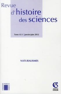 Revue d'histoire des sciences - Tome 65 (1/2012) Varia