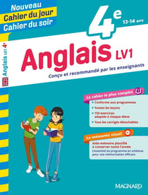 Cahier du jour / cahier du soir : anglais - 4e - LV2