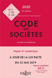 Code des sociétés, annoté et commenté (édition 2020)