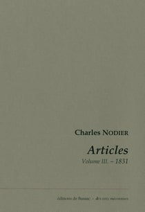 Articles Tome 3 - 1831