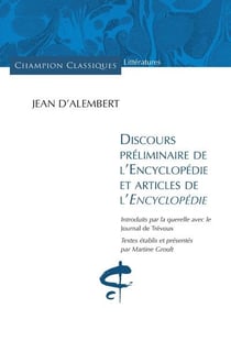 Discours préliminaire de l'Encyclopédie et articles de l'Encyclopédie