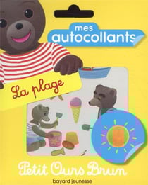 Petit ours brun - mes autocollants - la plage