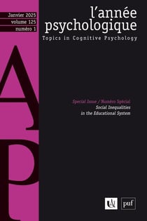 Revue L'année psychologique n.125 : Social Inequalities in the Educational System (édition 2025)