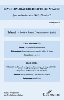 REVUE CONGOLAISE DE DROIT ET DES AFFAIRES n.2 : droit et bonne gouvernance (suite)