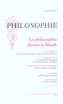 Revue Philosophie n.67 : la philosophie devant la Shoah