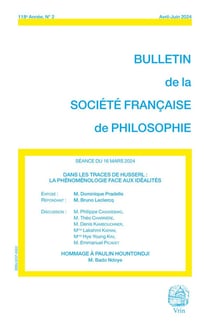Bulletin de la Société française de philosophie n.118 : Dans les traces de Husserl: la phénoménologie face aux idéalités