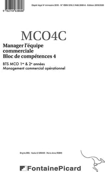 Manager l'équipe commerciale - BTS MCO - bloc de compétences 4 - corrigé