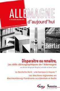 Allemagne d'aujourd'hui n.218 : disparaître ou renaître, les défis démographiques de l'Allemagne