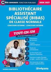 Bibliothécaire assistant spécialisé classe normale - Tout-en-un (Catégorie B  - Concours 2026-2027) : Concours externe - Concours interne (édition 2026/2027)