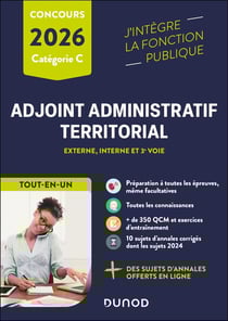 Concours Adjoint administratif territorial - Externe, interne et 3e voie - Catégorie C - Tout-en-un (édition 2026)