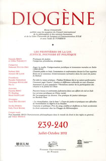REVUE DIOGENE n.239 : t.240 - les frontières de la loi