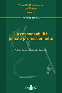 La responsabilité pénale professionnelle - contribution à la théorie de l'interprétation et de la mise en effet des normes