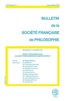 Bulletin de la Société française de philosophie : avant l'epistémologie la quête prémoderne du savoir parfait