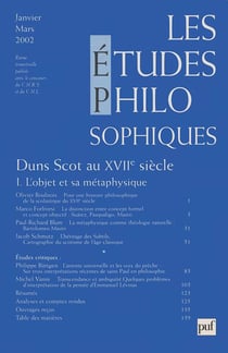 Revue Les études philosophiques n.2002/1 : Duns Scot au XVII siècle Tome 1 - l'objet et sa métaphysique