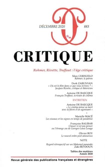 Revue Critique n.883 : Rohmer, Rivette, Truffaut : l'âge critique