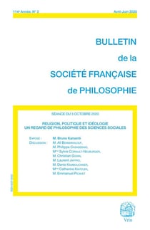Bulletin de la Société française de philosophie : religion, politique et idéologie : un regard de philosophie des sciences sociales
